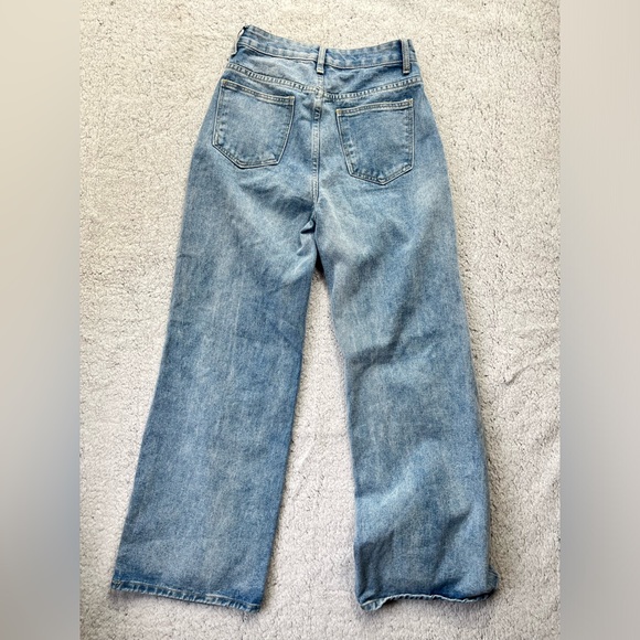 Womens DESU Light Wash Ripped Distressed Wide Leg High Rise Denim Jeans Size S - Picture 7 of 8